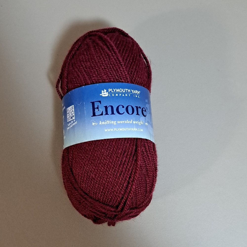 Plymouth Yarn Encore 1 Skein 999 Wine Acrylic Wool